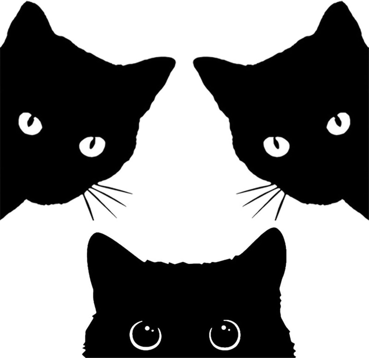 3 stuks kattenautostickers, grappige cartoonkat, waterdicht pvc, meervoudig oppervlak, voor buiten