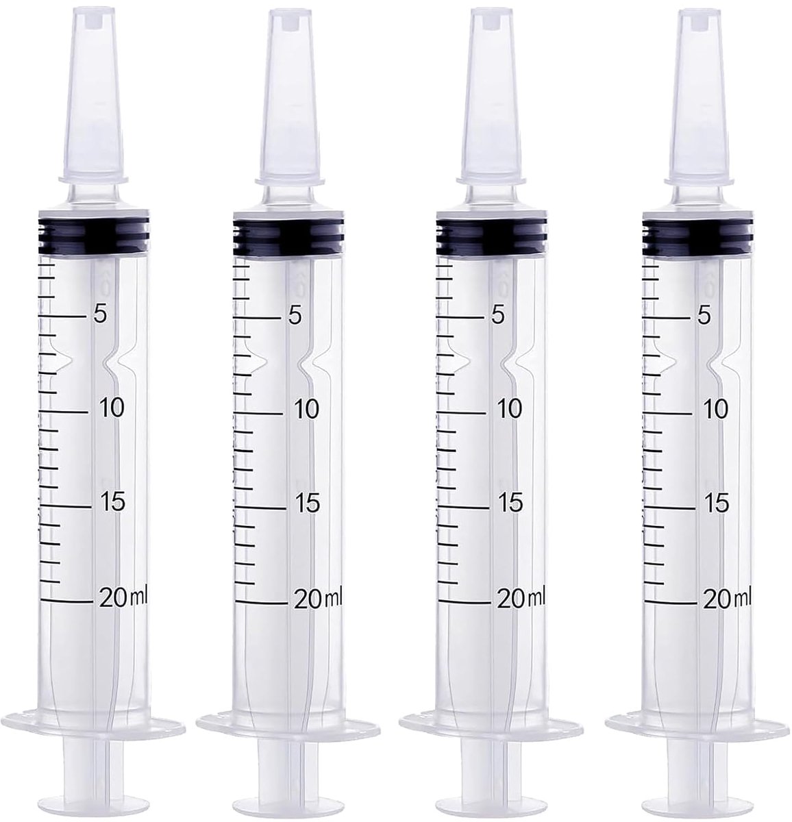 20 ml spuit 4 stuks 20 ml wegwerpspuiten kunststof doseerspuit | HXC Spuit 20 ml met dop, steriele voederspuit voor laboratorium, dierenvoeding, plantenirrigatie, lijmtoepassing, Halloween
