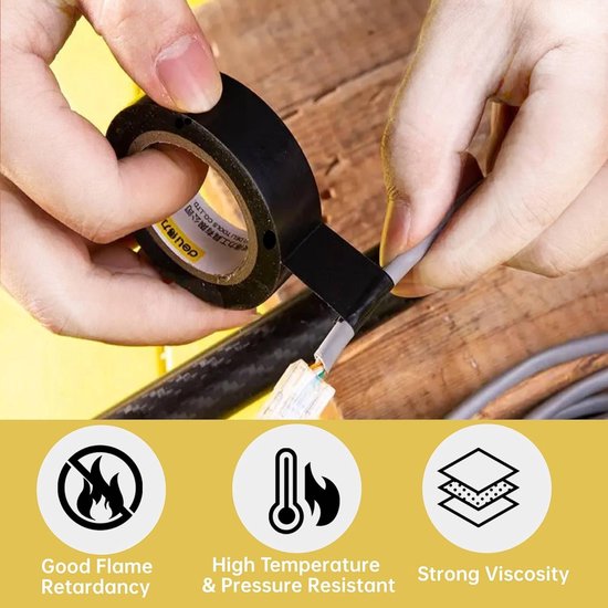 Isolatietape, 6 rollen isolatietape, zwarte plakband, waterdicht lassen voor elektriciens, slang, noodreparatie, kabelisolatie — afbeelding 2