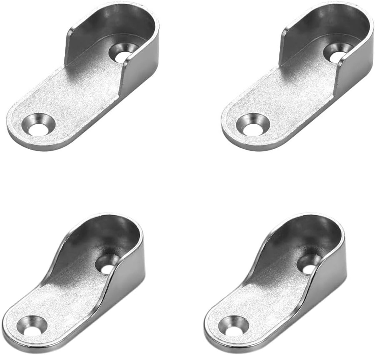4 stuks kledingstanghouders, kledingstang, houder, kastbuislager, vernikkeld, zilver, garderobestangen, houder, garderobe, flens railhouder (15 mm)