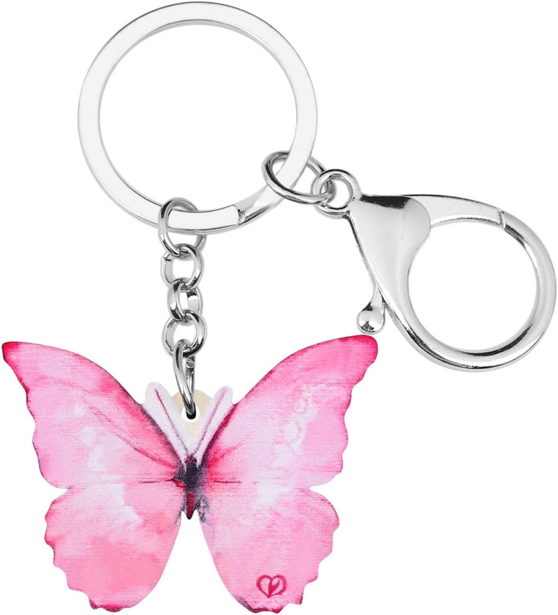 Morpho Menelaus Vlinder Sleutelhangers Voor Vrouwen Auto Portemonnee Tas Ringen Hanger Charms (Roze)