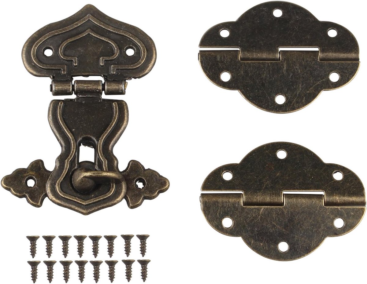 Retro Design Meubels Decoratieve Kast Sieraden Doos Klink Hasps Lock en 2 stks Scharnieren met schroeven Brons Kleur