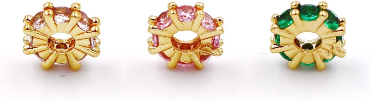 Kwaliteit Cubic Zirkonia Spacer Kralen voor Sieraden Maken 8 * 2.5mm 18k gold-white