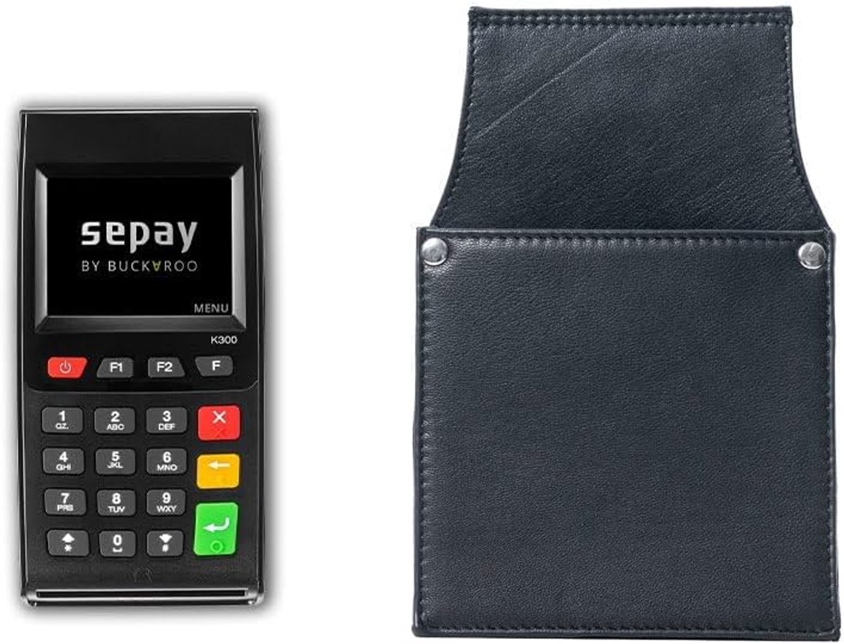 Holster voor mobiele PIN-machine - leer - donkerbruin - handgemaakt voor sleutels en kaarten - SnelShoppen