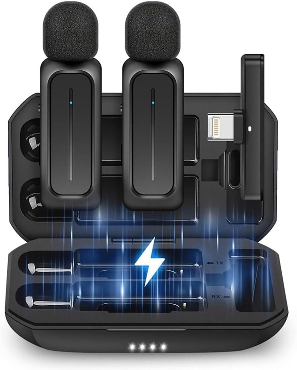 Draadloze Microfoon Pro met Oplaadcase - Verbeterd Model - Plug & Play - Vrijheid van Beweging - ShopVlot