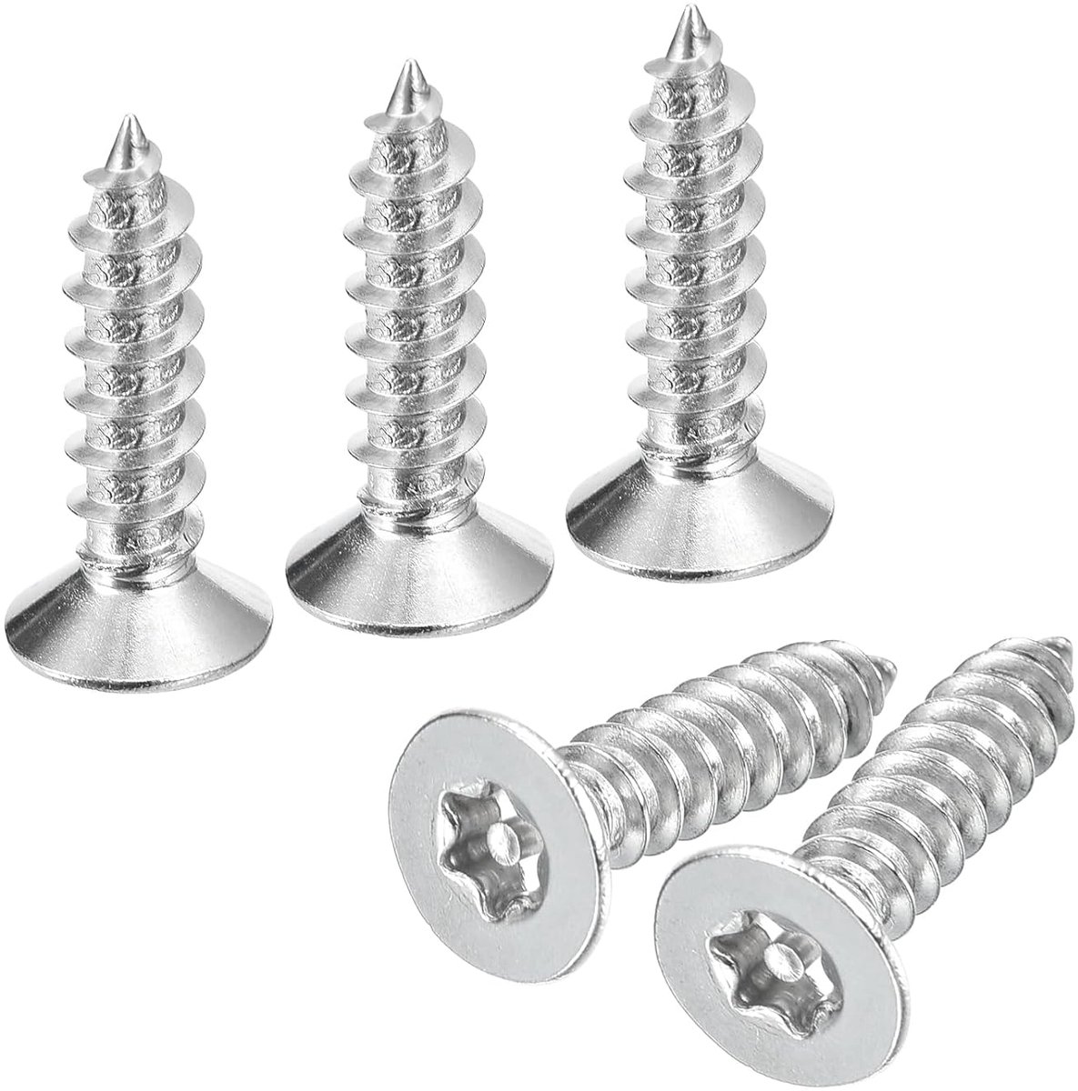 Platte kop, torx-schroeven, 100 stuks, M6 x 25 mm, 304 roestvrij staal, veiligheidsplaatschroeven met bit T30, zelftappend, diefstalbestendig voor mechanische industrie (zilver)
