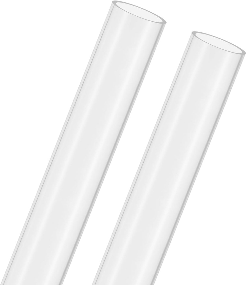 METERXITY 2-Pack Clear Stijve Acryl Pijp, 24mm [0.96"] ID x 28mm [1.1"] OD Plastic Ronde Buis voor Waterkoelingssysteem/Lampen/Fonteinen/Aquaria/Display Stand, Acryl Tubing [305mm/12IN]
