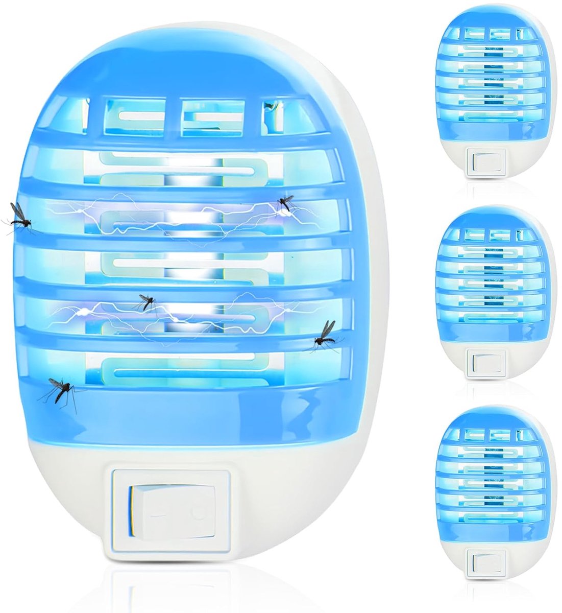Muggendodende lamp, muggenlamp, 4 verpakkingen muggenlamp, elektrische insectendoder, voor huis, tuin, binnen, buiten, keuken, woonkamer, insecten, muggen, vliegen