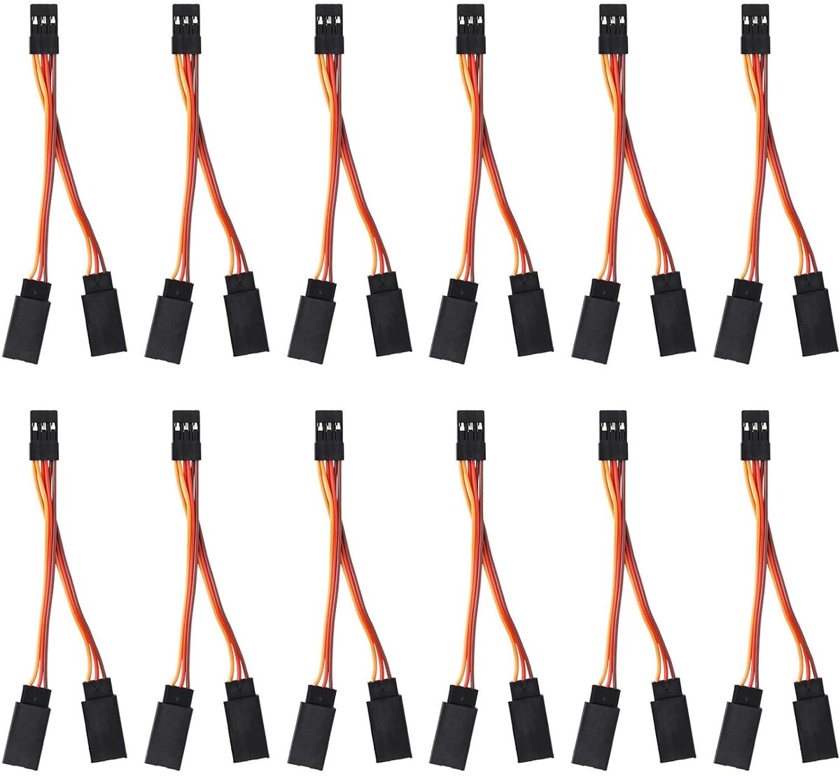 12 Stuks Servo Y-Splitterkabel, 10 cm 1 Vrouwelijk Naar 2 Mannelijk Verlengsnoer Vervangende Splitterkabel voor JR/Futaba, Gebruikt op RC-Auto's, Drones, Boten en Vliegtuigmodellen
