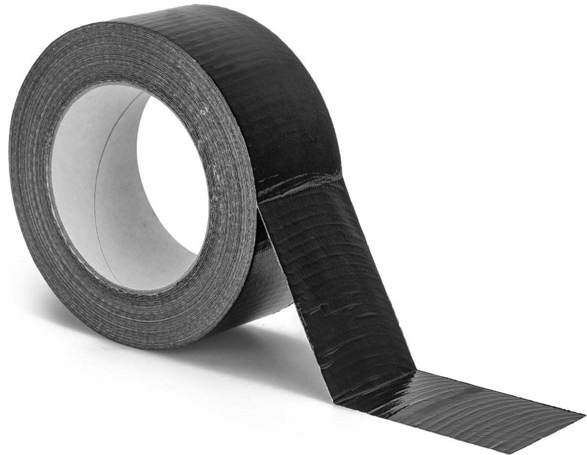 Verpacking Gaffa-tape, premium textieltape, zwart, 50 m x 48 mm, pantsertape, reparatietape, hoge kleefkracht, met natuurlijke rubberen lijm