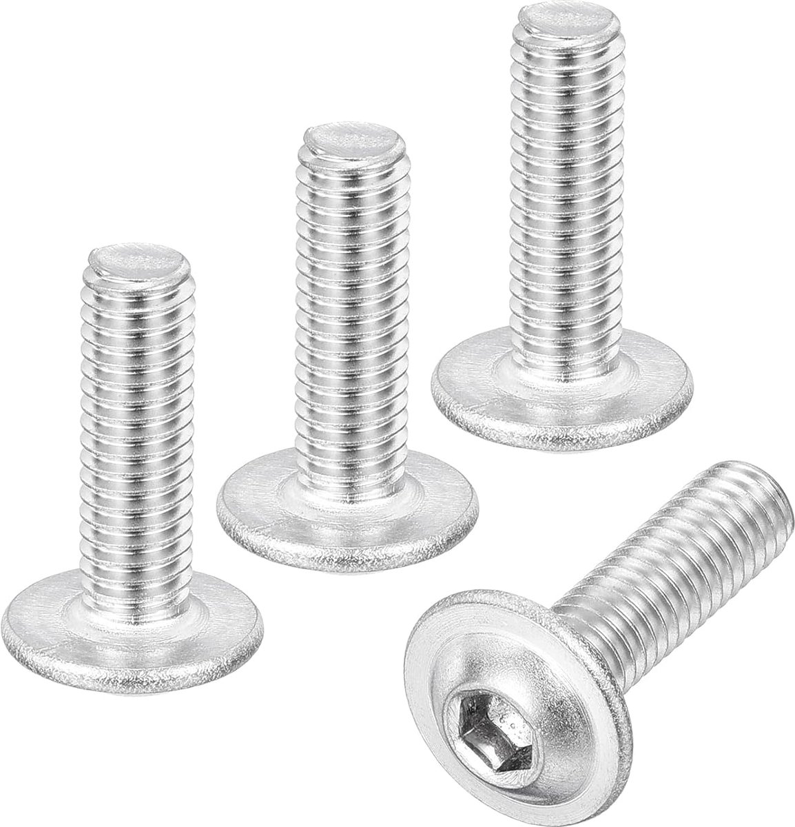 25 stuks kogelkopschroeven met zeskantbit M6-1 x 20 mm, bevestigingen van roestvrij staal 304 met zeskantaandrijving, machineschroeven met schroefdraad, zilverkleurig