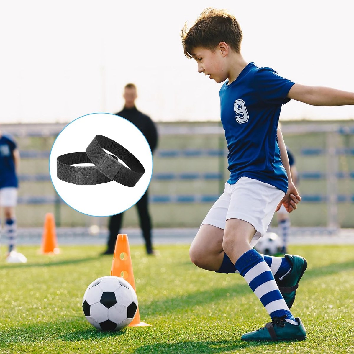 4 paar veters fixeerband voor kinderen, voor voetbalschoenen, veters, voetbalschoenen, veters, fixeerband, voetbal, veterhouder voor kinderen, veterhouder, voetbalschoenen, zwart, Umfang