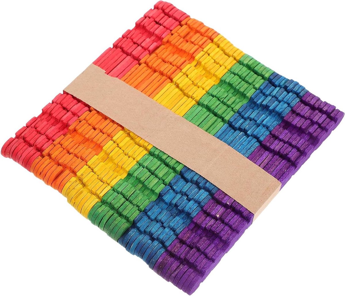 Houten Ambachtelijke Stokjes - DIY Stokjes Knutselstokjes - Creatief Knutselen - Gekartelde Rand - 11.4 cm - Kleurrijk