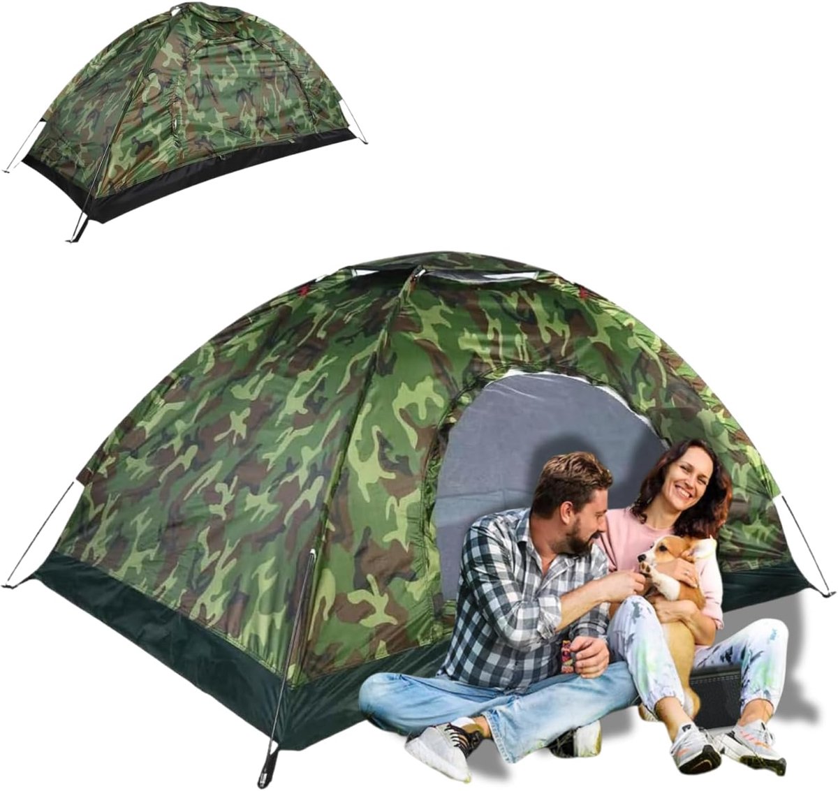 Campingtent voor 1-2 personen, lichte koepeltent, 3 seizoenen, waterdicht, met insectenwerend net voor gezinnen, stranduitstapjes, festivals, feesten