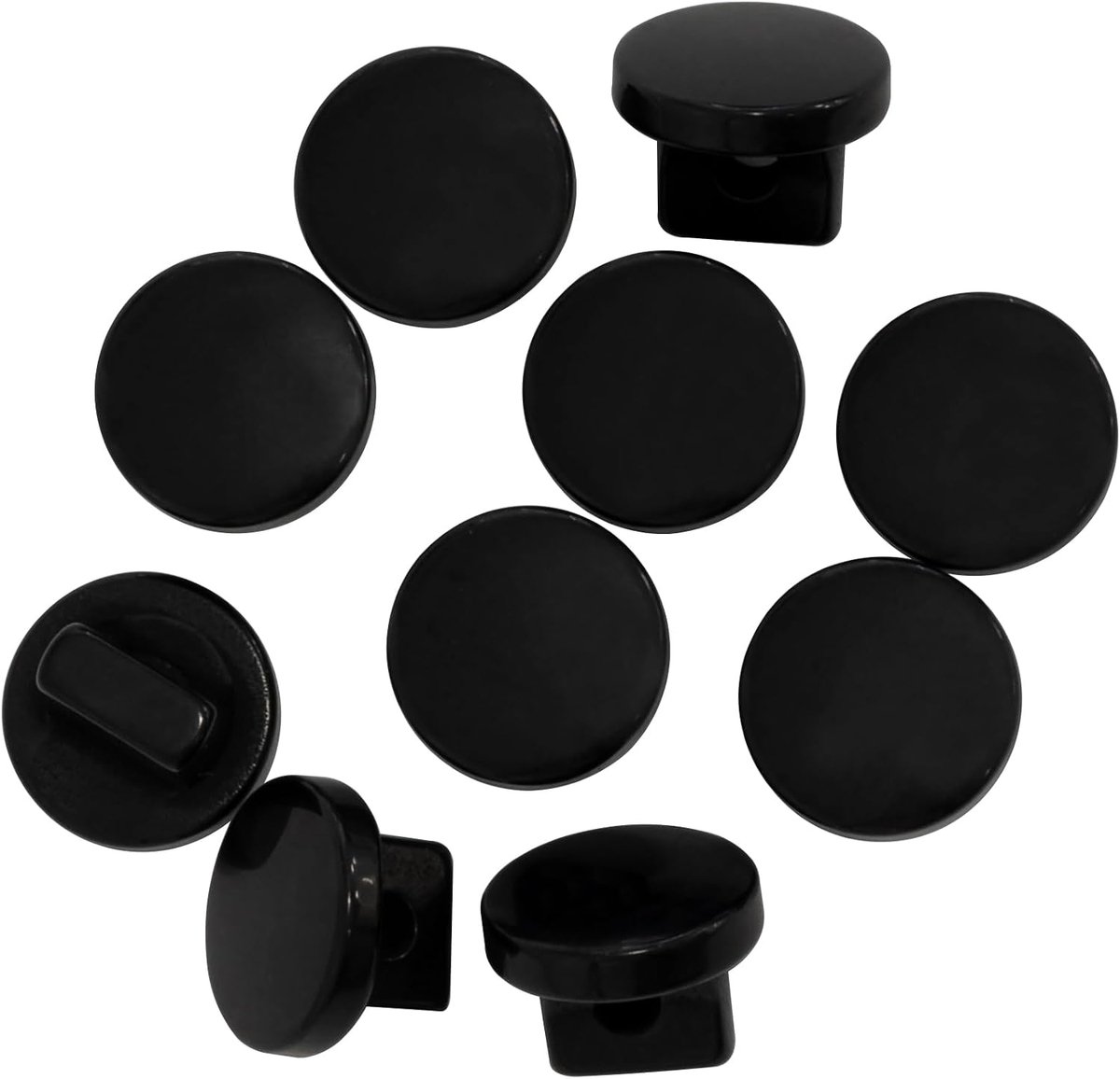 - C67957 - set met 10 naaiknoppen met schacht Ø 9 x 6,5 mm 14 l L14 - zwarte kleur - opening 2 mm - van kunststof - korte kleding naaien confect stof naald
