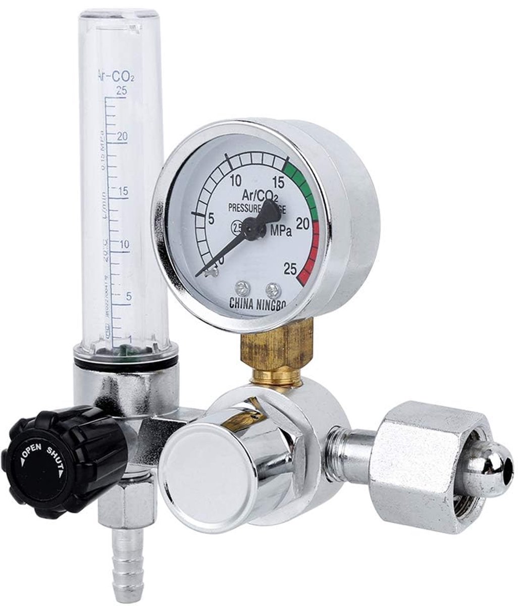 0–25 MPa Argon-doorstroombegrenzer, Argon gasfles drukregelaar Argon-CO2-drukmeter drukreduceerventiel drukregelaar manometer reductiestuk Voor Argonfles MIG TIG lassen