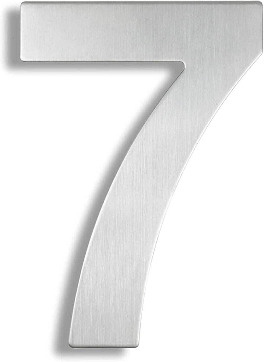 Modern huisnummer geborsteld roestvrij staal Stijlvolle deur Alfabet Plaque Street Home Decor (7, 6 inch zilver)