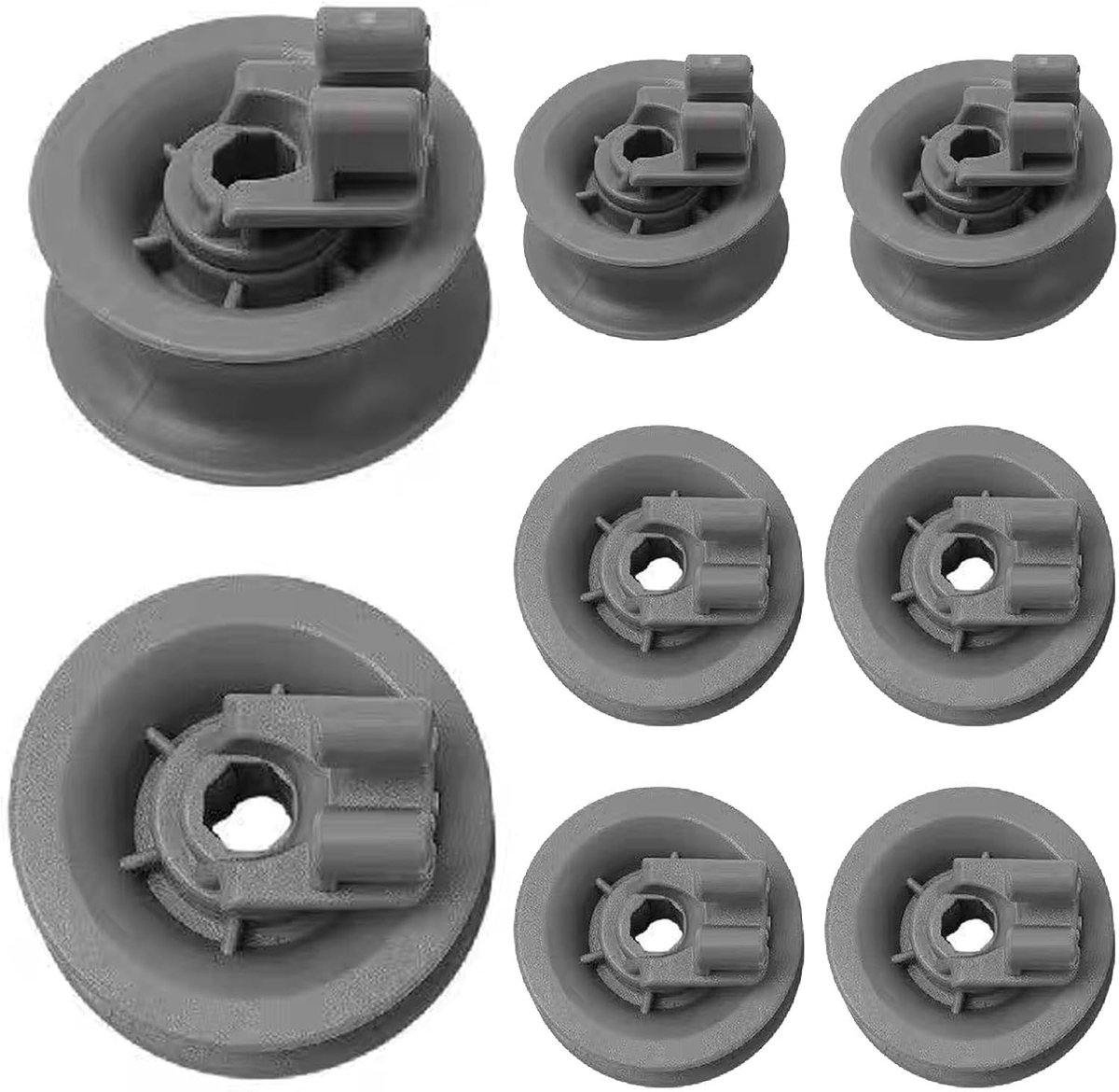 8 stuks vaatwasserwielen, vaatwasserwielen, bovenste mand voor Neff, Siemens, Bosch, grijs