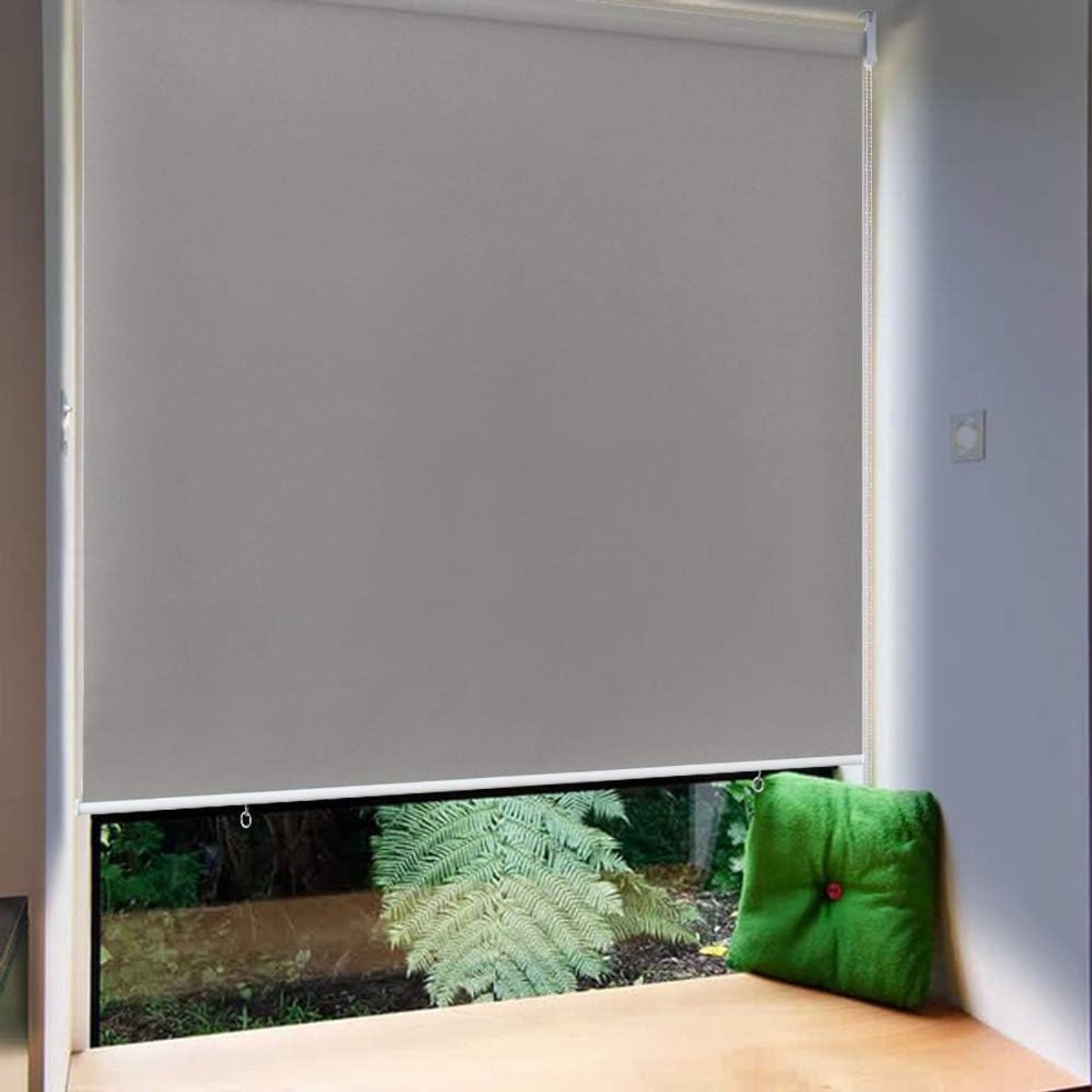 Rolgordijn voor buiten, verticale zonwering, balkon, rolgordijn, buitenzonwering, voor terras, 140 x 140 cm, grijs