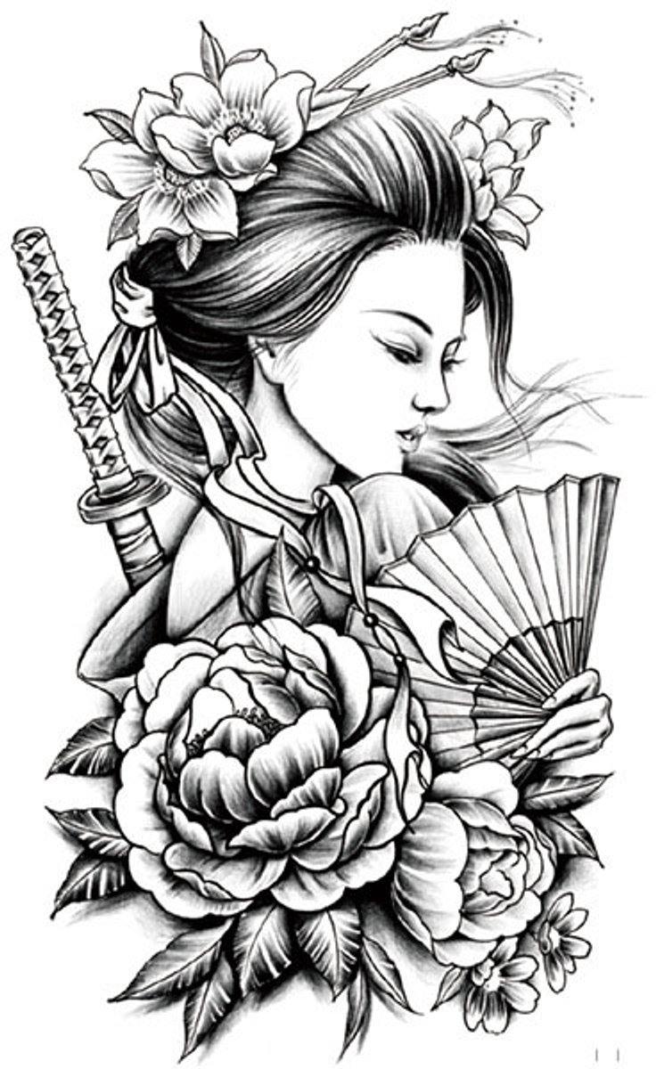 Tijdelijke tattoo japans sierlijk 3 dagen