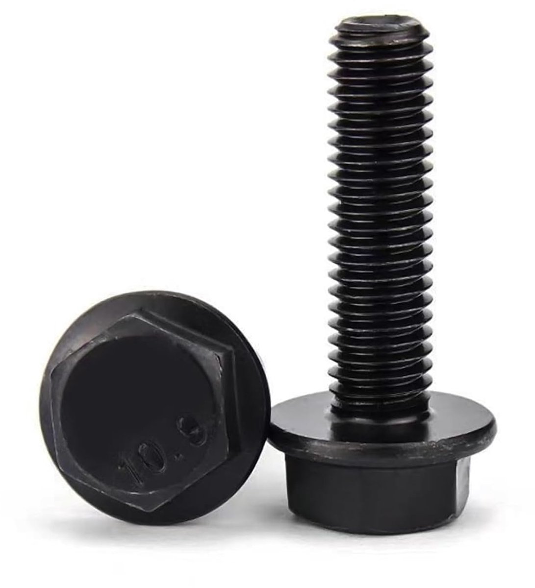 100 stuks M6 x 16 flenszeskantschroeven M6 1 mm tonhoogte | Zonder tanden 10.9 zwart koolstofstaal gelegeerde schroeven afwerking zeskantschroeven met flenskop