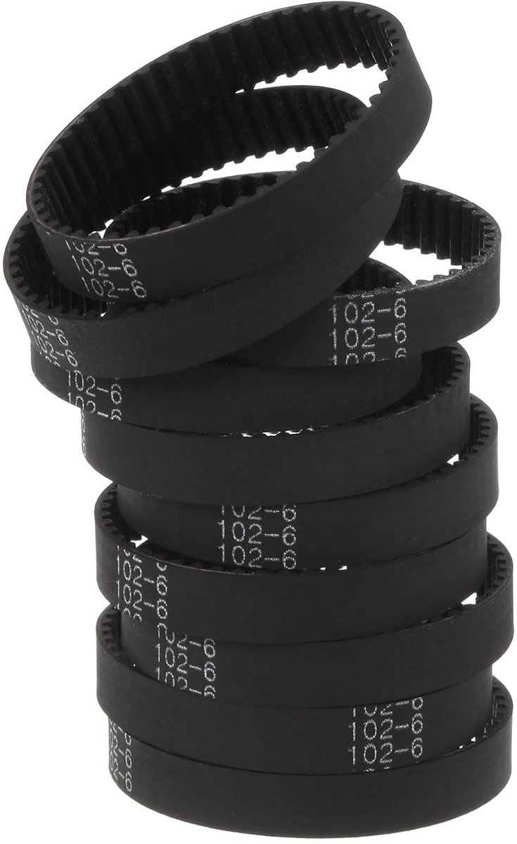 10 stuks verdelerriemen 2GT met gesloten cyclus van rubber 102-2GT-6, breedte 6 mm x lengte 102 mm, verdelerriem voor 3D-printers