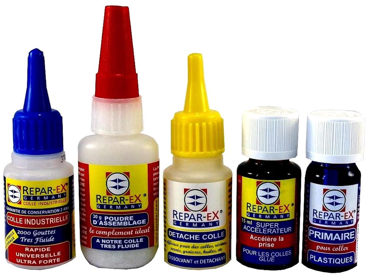Reparatie Lijmset – 5-delige Kit – Superlijm, Montagepoeder, Versneller, Lijmverwijderaar – Ultieme Hechting voor - ShopVlot
