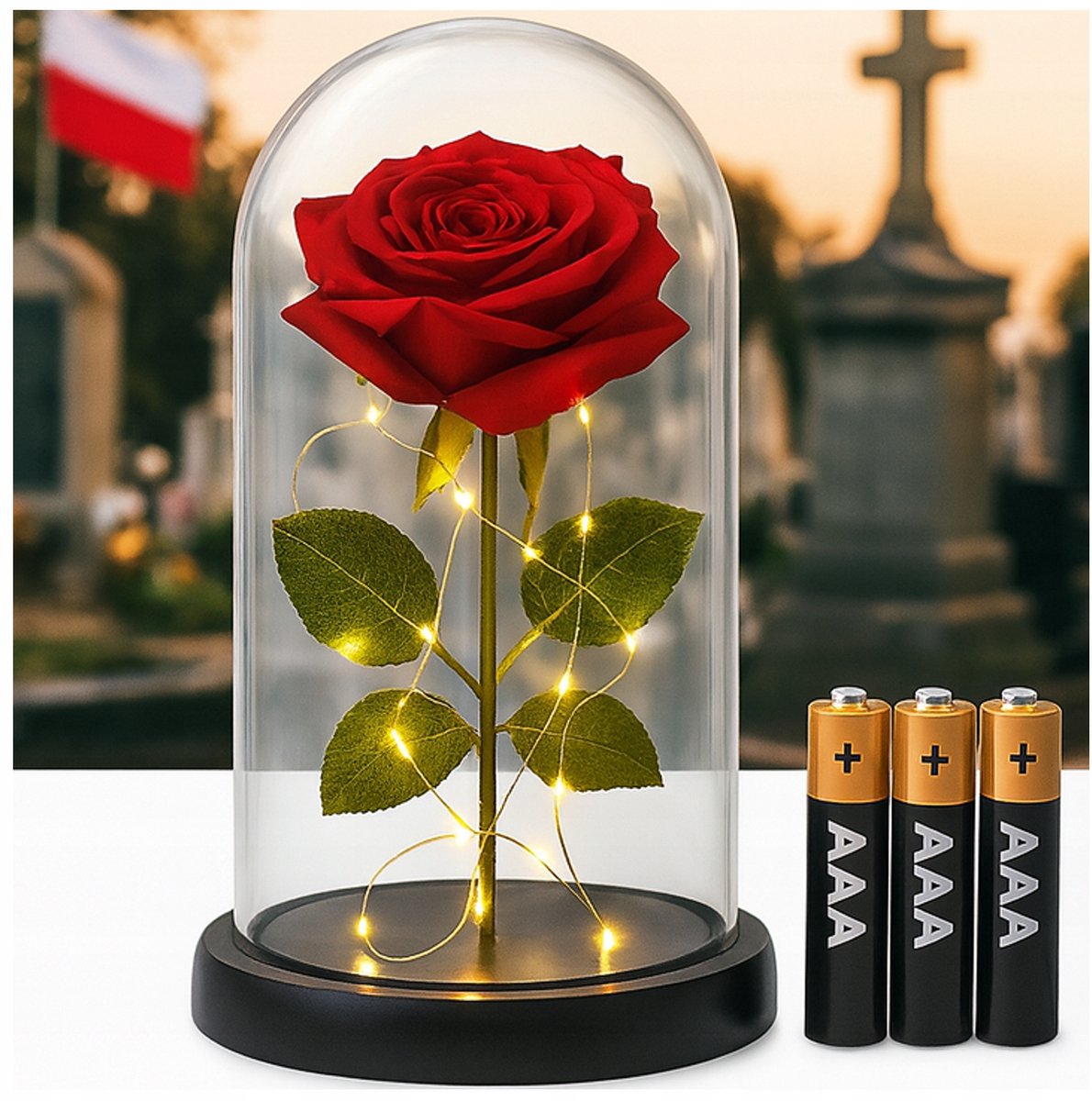Eeuwige LED Roos in glas - Decoratief Graflicht