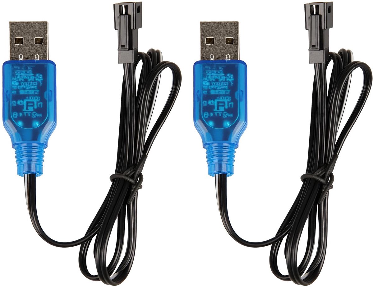 Oplader accu 3,7 V - 2 stuks SM-2P stekker - USB-oplaadkabel - ideaal voor RC speelgoed - ShopVlot