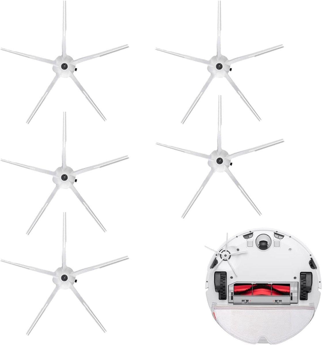 Zijborstels voor Roborock S7/Q7 Max/S5/S6 - Siliconen - Duurzaam en markvrij - Pack van 5 - ShopVlot