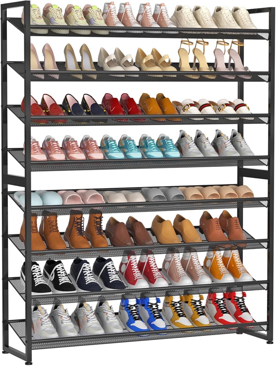 Schoenenrek 8 niveaus - stevige metalen 4-laags opbergoplossing - tot 50 paar schoenen - ideaal voor entree - ShopVlot