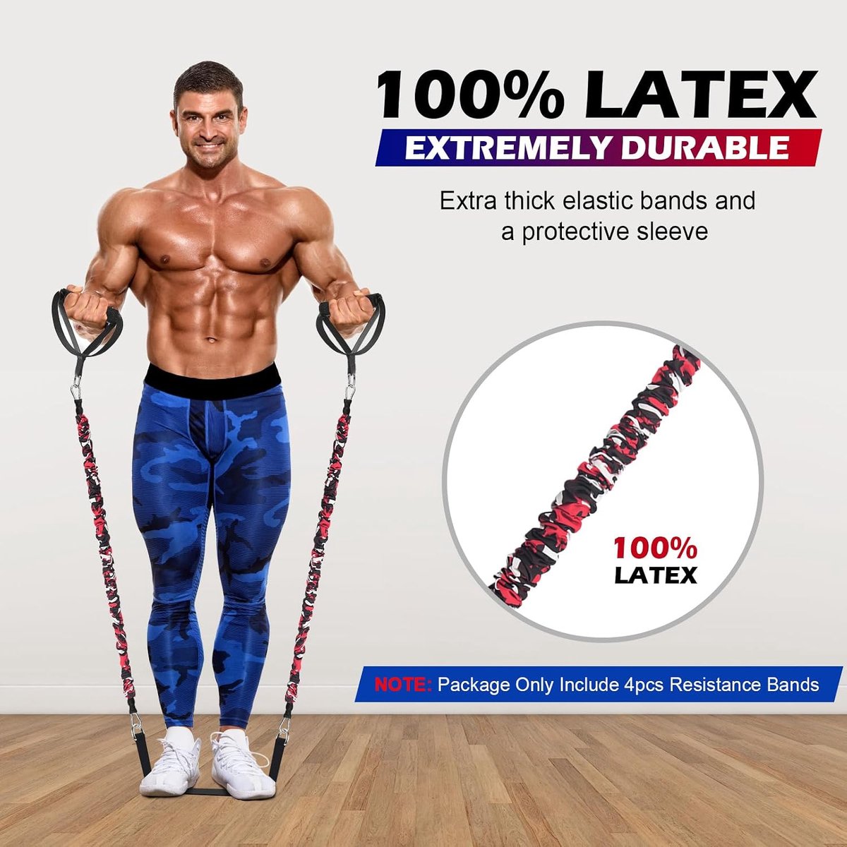 Workout set met weerstandbanden - 8 stapelbare banden - afneembare fitnessstang - thuis trainen - ShopVlot