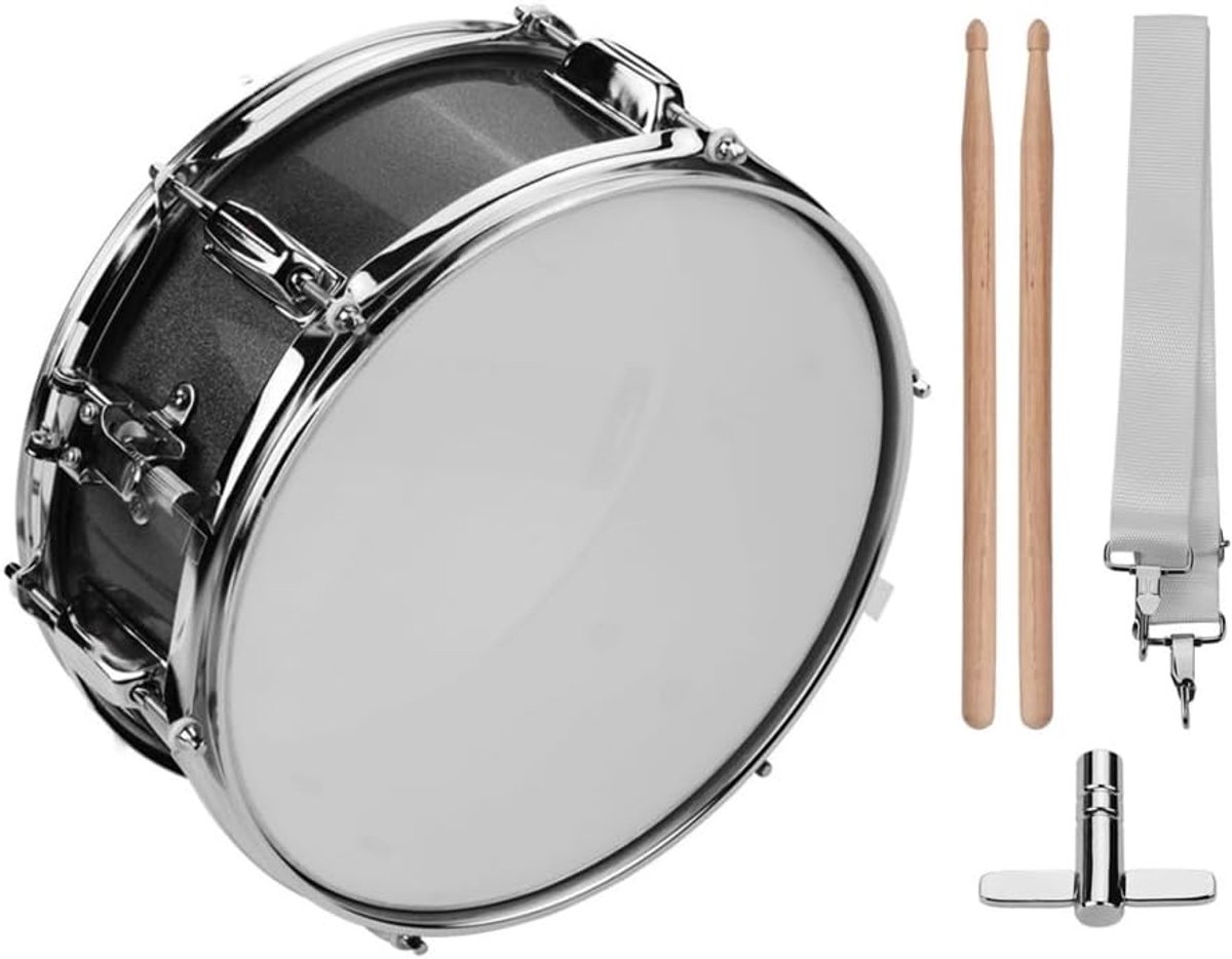 Snaredrum 12 Inch - Zwart - Inclusief drumstokken en schouderband - Perfect voor beginners - ShopVlot