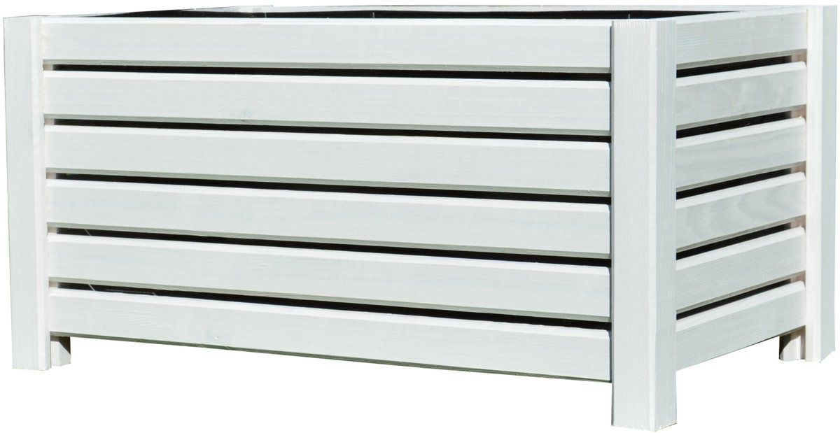 Houten Bloembak Tuin 60x38x30 cm Wit
