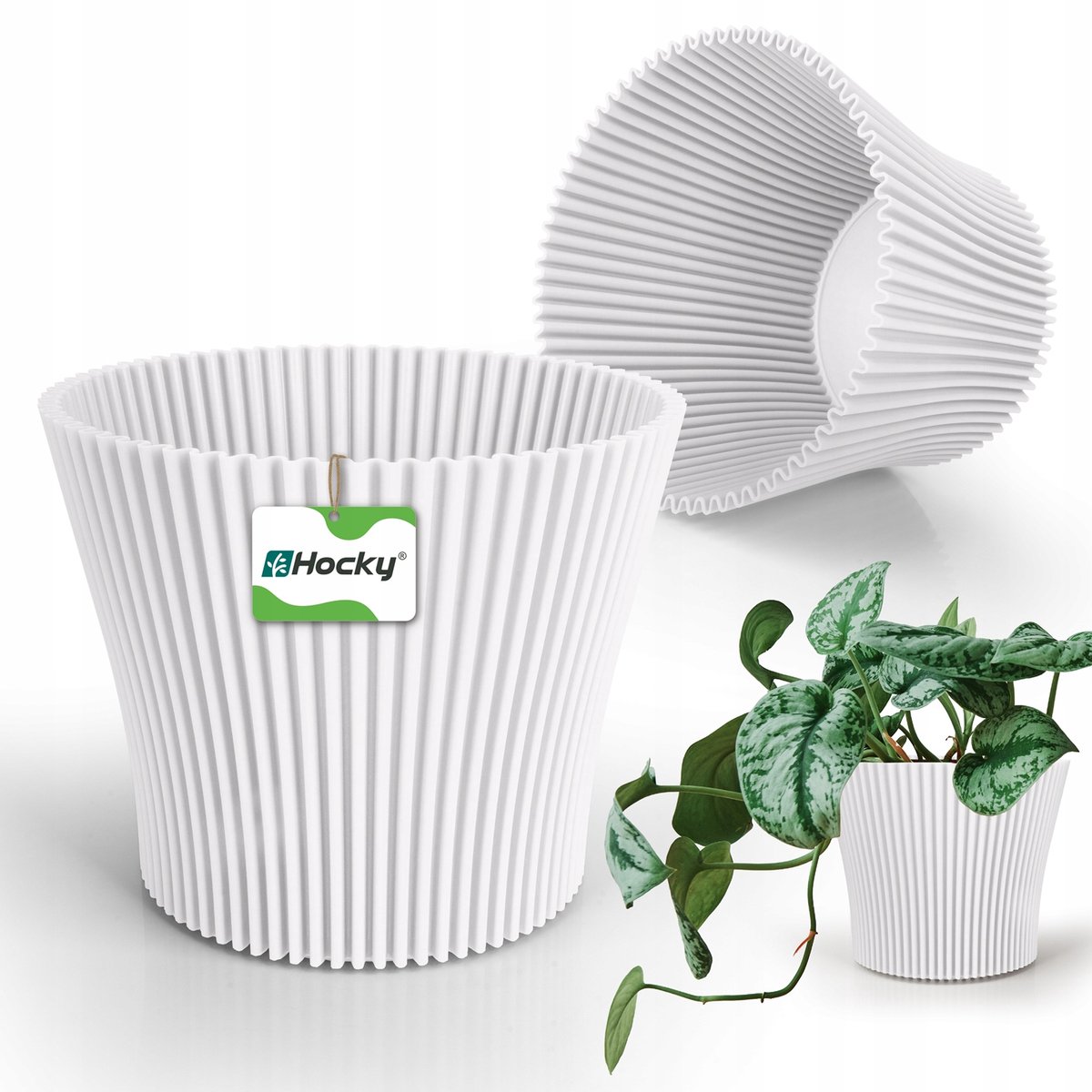Moderne Witte Plantenpot 20cm - Duurzaam Kunststof Bloempot