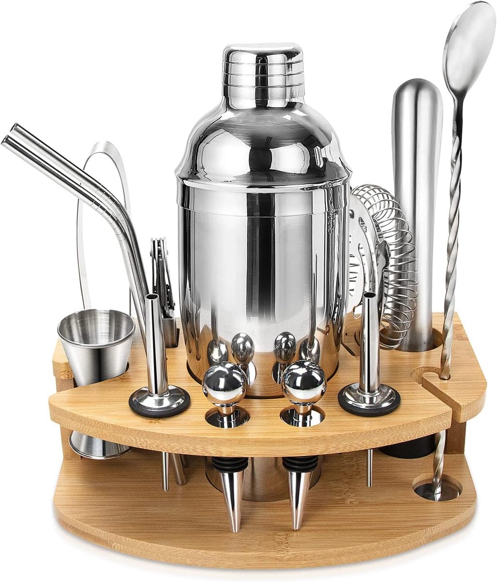 Cocktail shaker set 750ml - RVS met stand - Compleet 14-delig - Ideaal voor thuisbar - ShopVlot