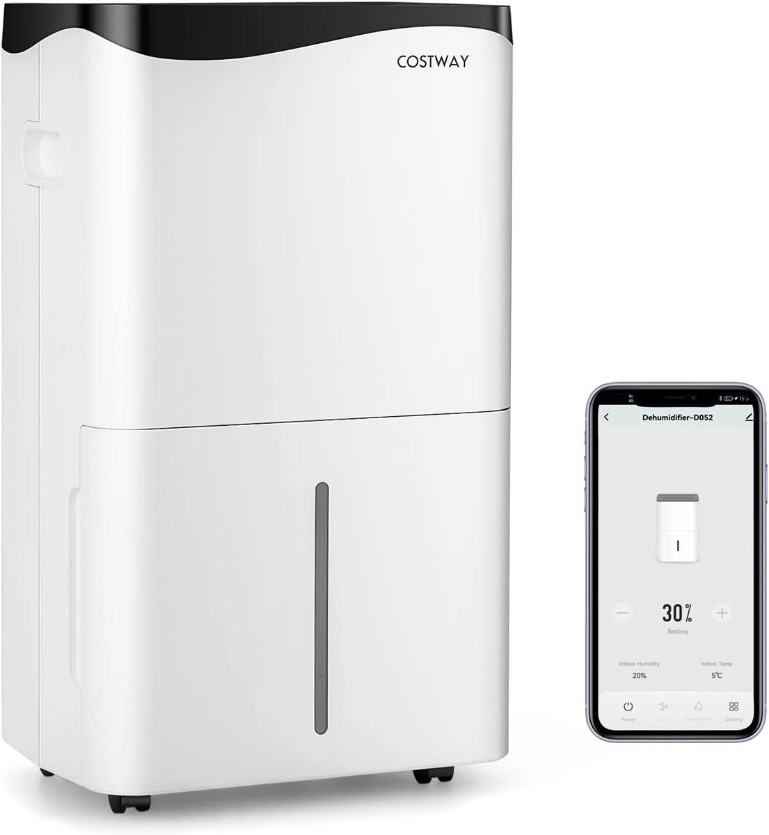 Ontvochtiger 50L/Per Dag - Slimme Dehumidifier - 4 Modus en 2 Ventilator Snelheden - Ideaal voor Droogte - ShopVlot