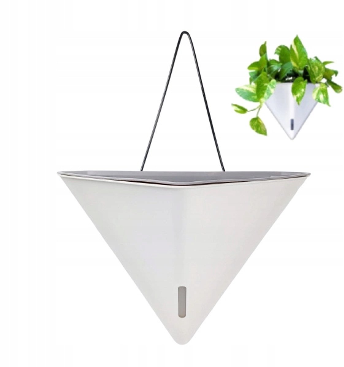 Zelfwatergevende Hangpot Driehoek Wit 31cm