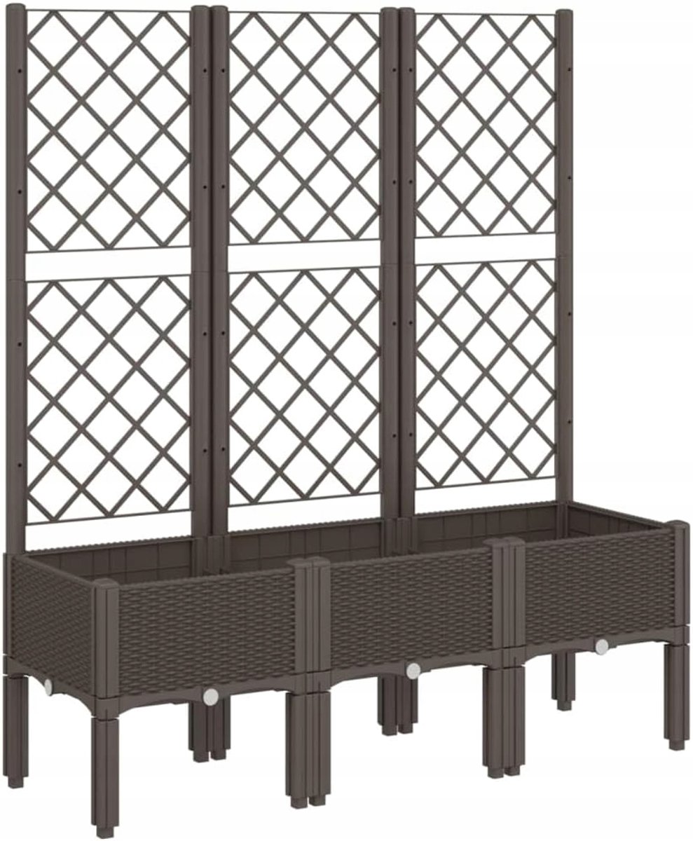 Tuinplantenbak met Trellis - 120cm - Rotanlook - Bruin
