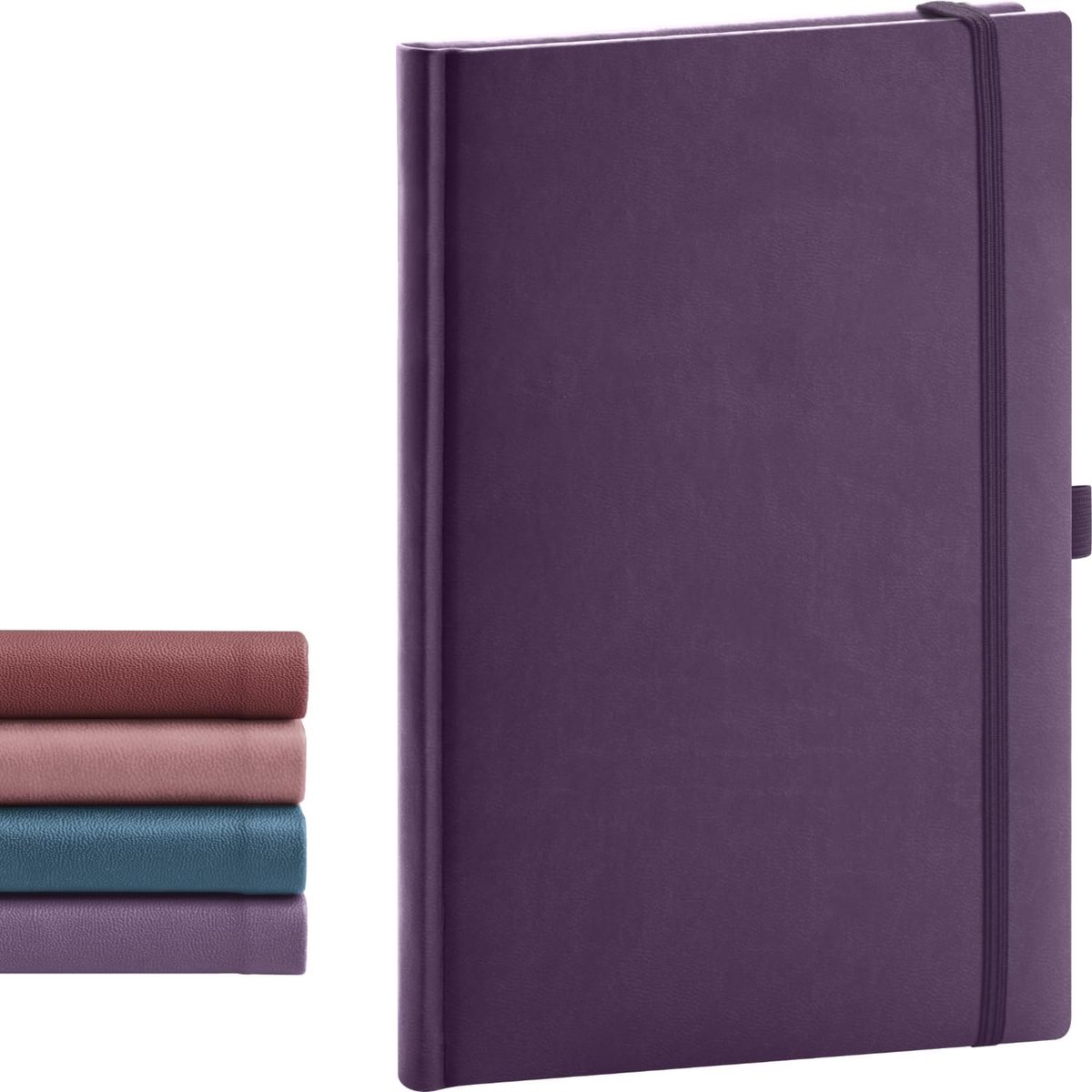 Notitieboek Dotted Hardcover 15x21 cm - Paars - Elastische band en penhouder - Perfect voor dagelijkse notities - ShopVlot