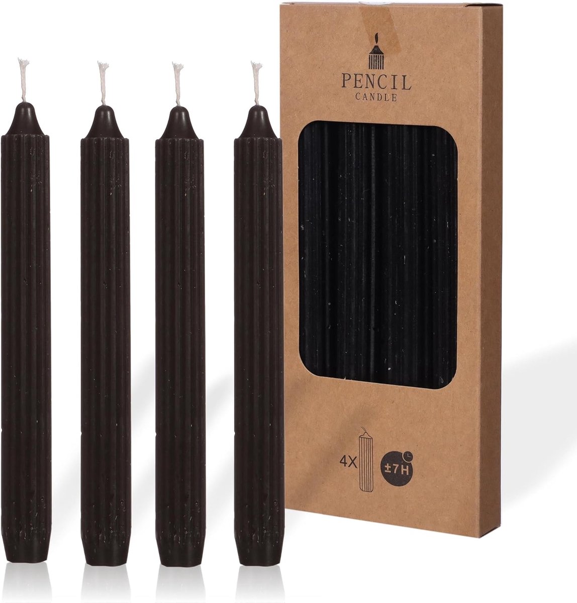 Tafelkandelaars 20 cm - ribbelstructuur - zwart - creëer een warme sfeer - ShopVlot