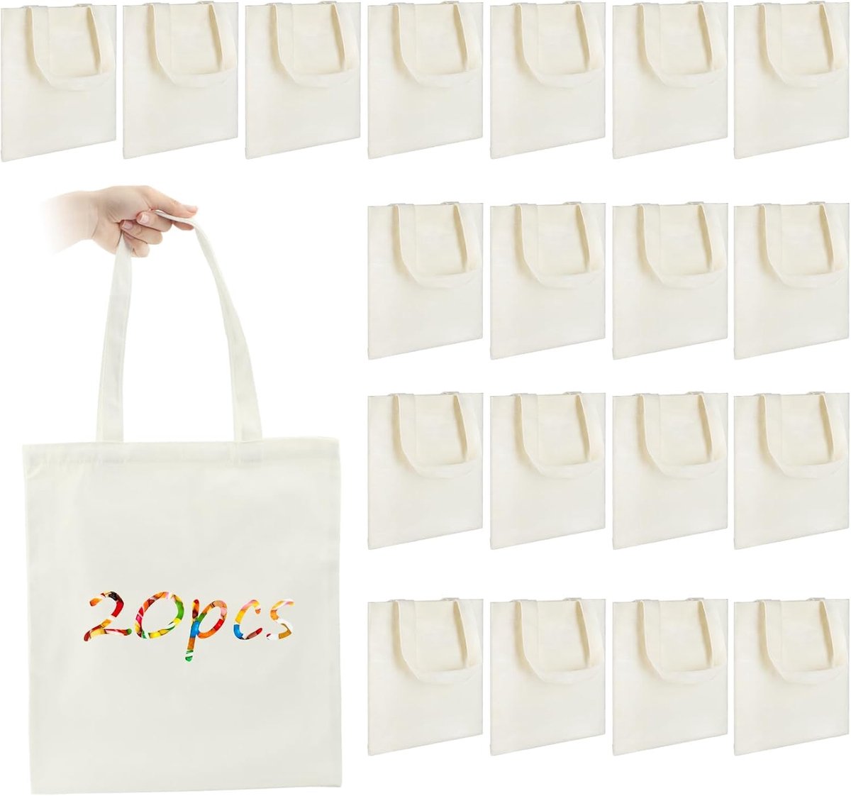 Canvas tas 35 x 40 cm - grote blanco sublimatie tassen - 20 stuks - ideaal voor boodschappen - ShopVlot