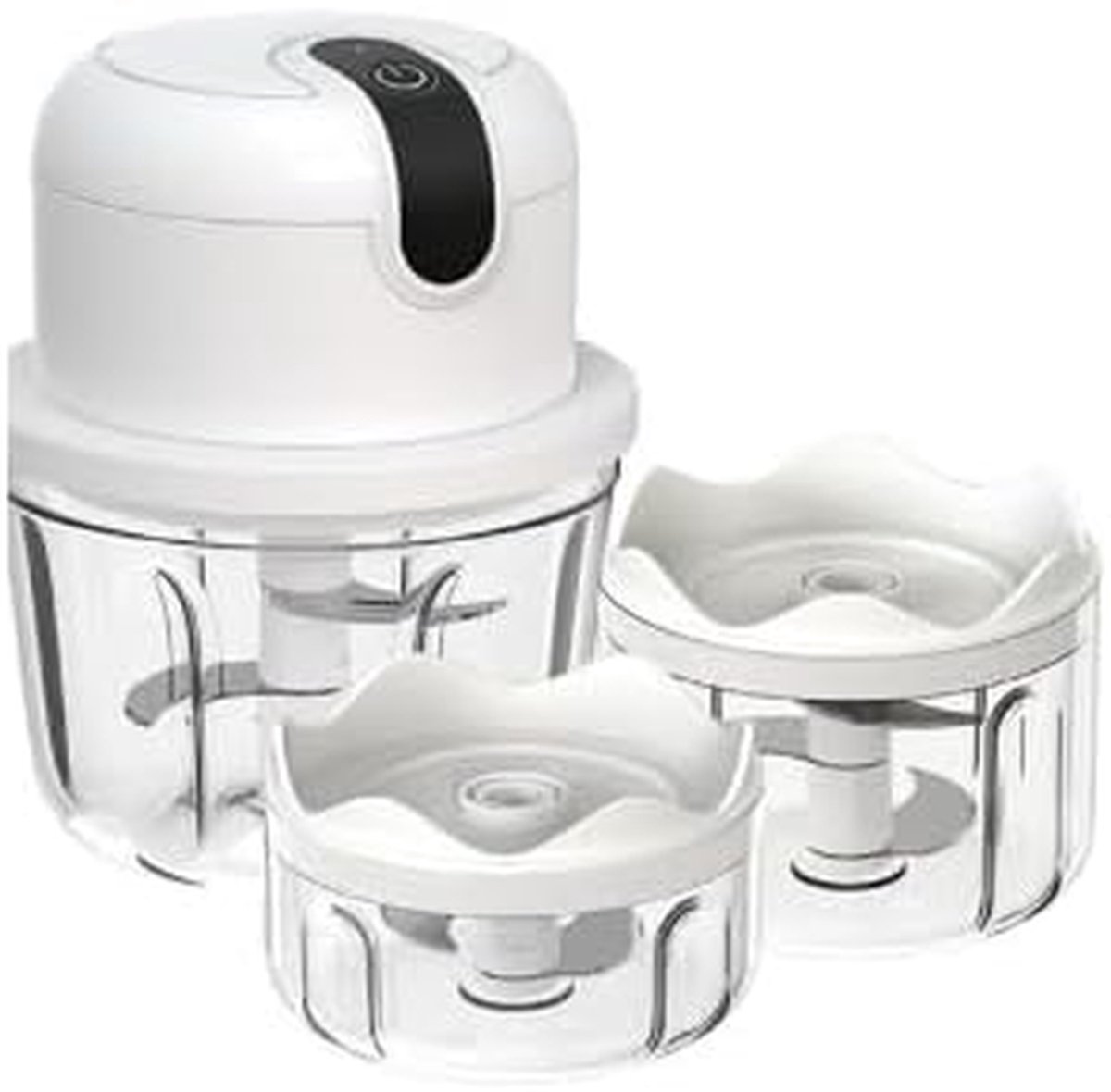 Elektrische Keukenhakselaar - Groentesnijder Mini Food Processor - Snel Ingrediënten Hakken - Drie Maten Bekers - 100 250 350 ml