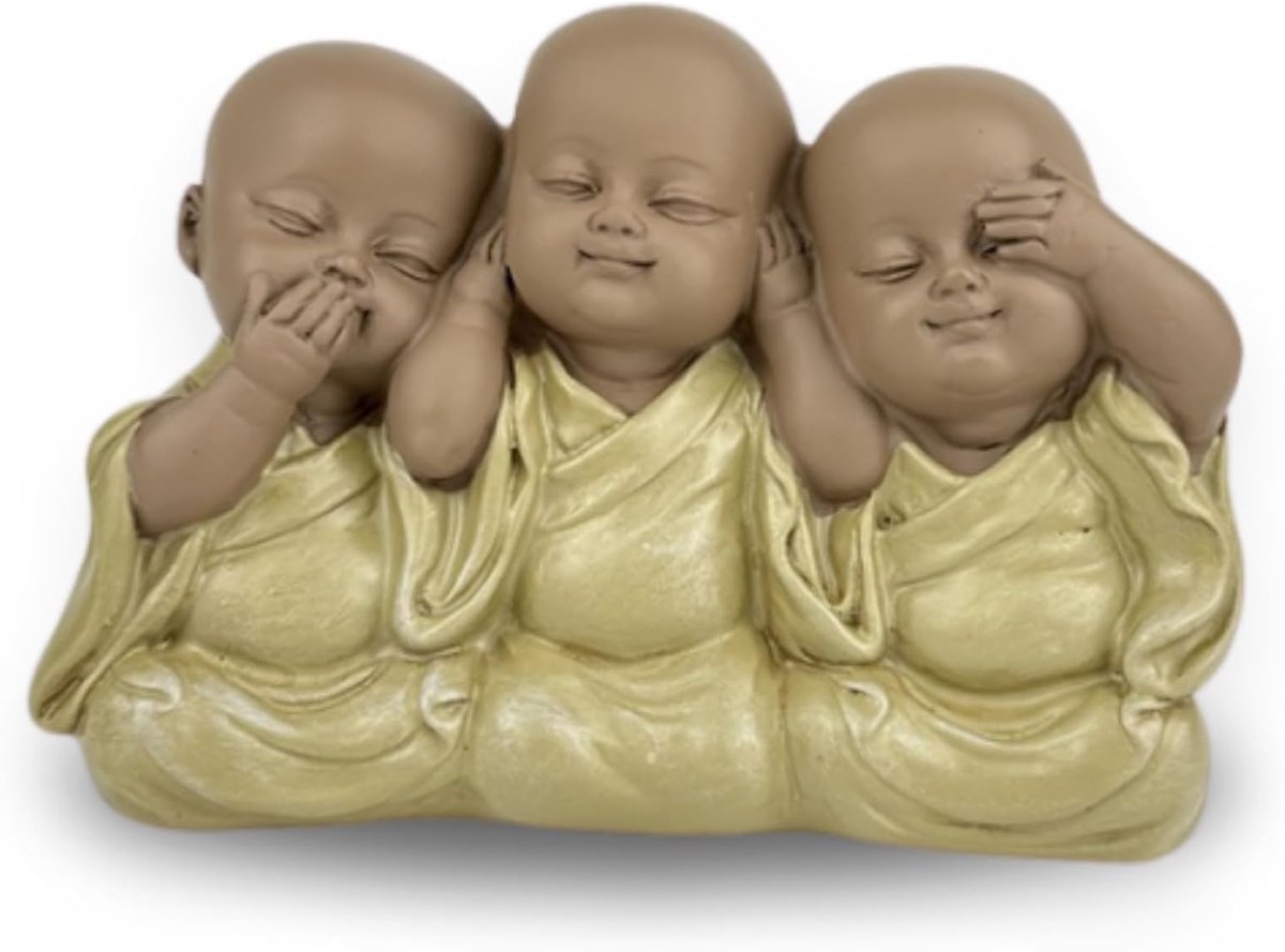 Zen'Light beeld 3 bonzen baby 9 cm - decoratie - symbolisch ensemble - voor een vreedzame sfeer - ShopVlot