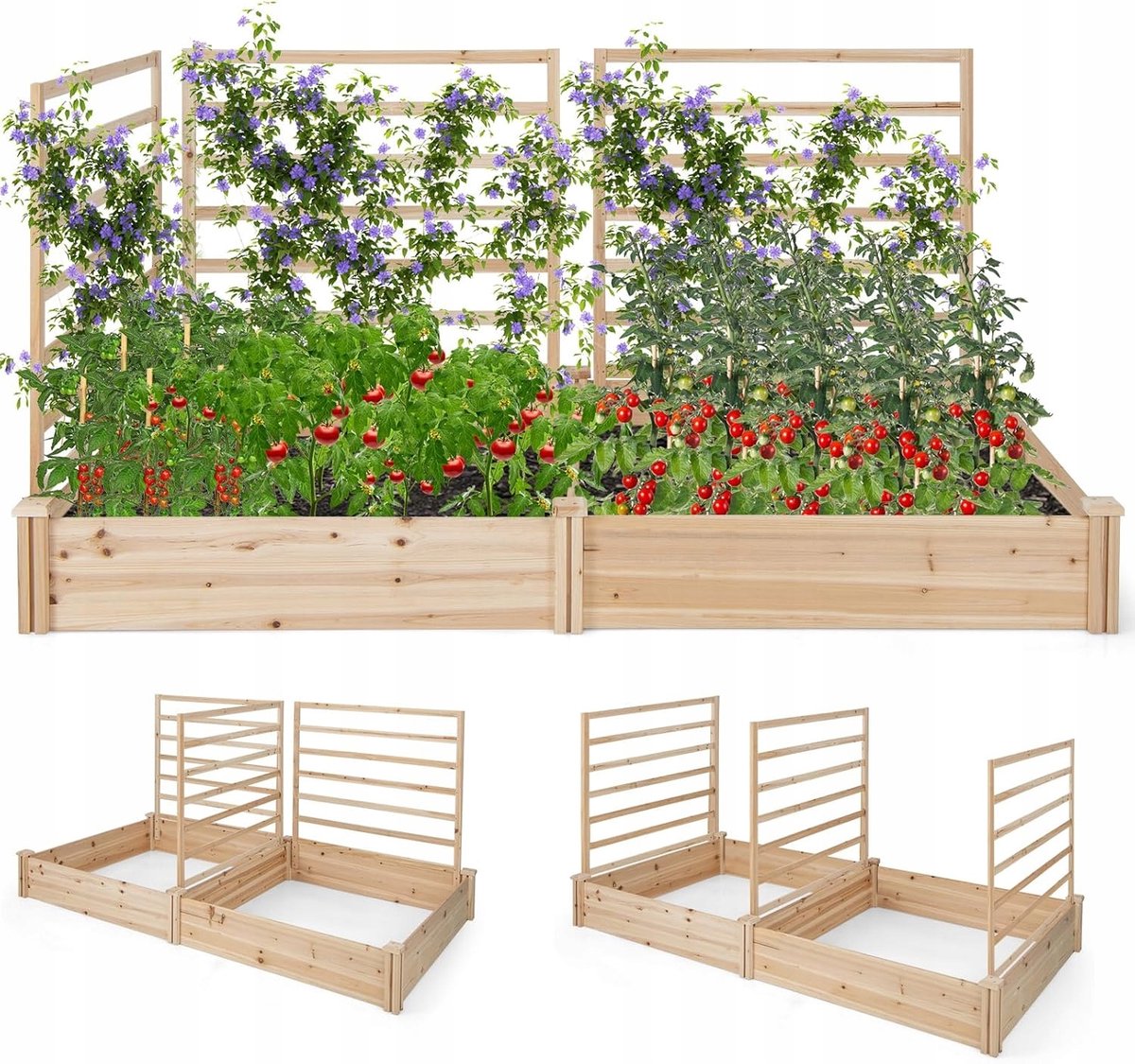 Houten verhoogde bloempot met latwerk - Tuin en terras