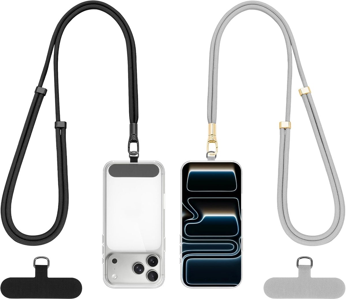 Mobiel toont 2 stuks - 2x verstelbare crossbody telefoonriem - anti-diefstal - handsfree gemak - ShopVlot