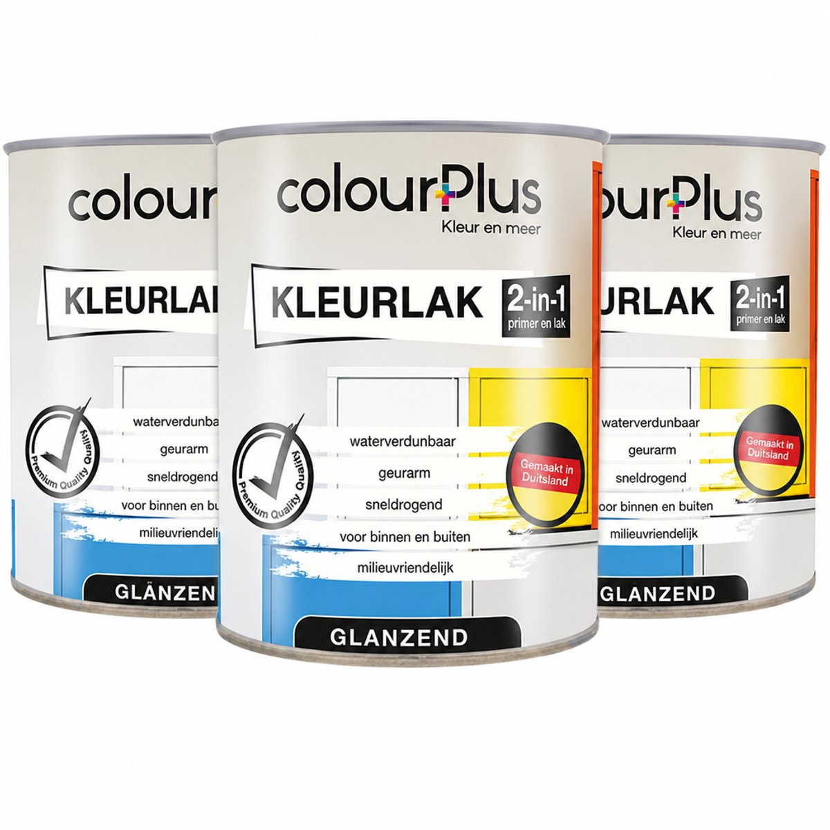ColourPlus Lakverf - Dekkende Verf - Acrylverf - 2-in-1 - Weerbestendig - Glans - Mosgroen - 3x750ml (2.25L)
