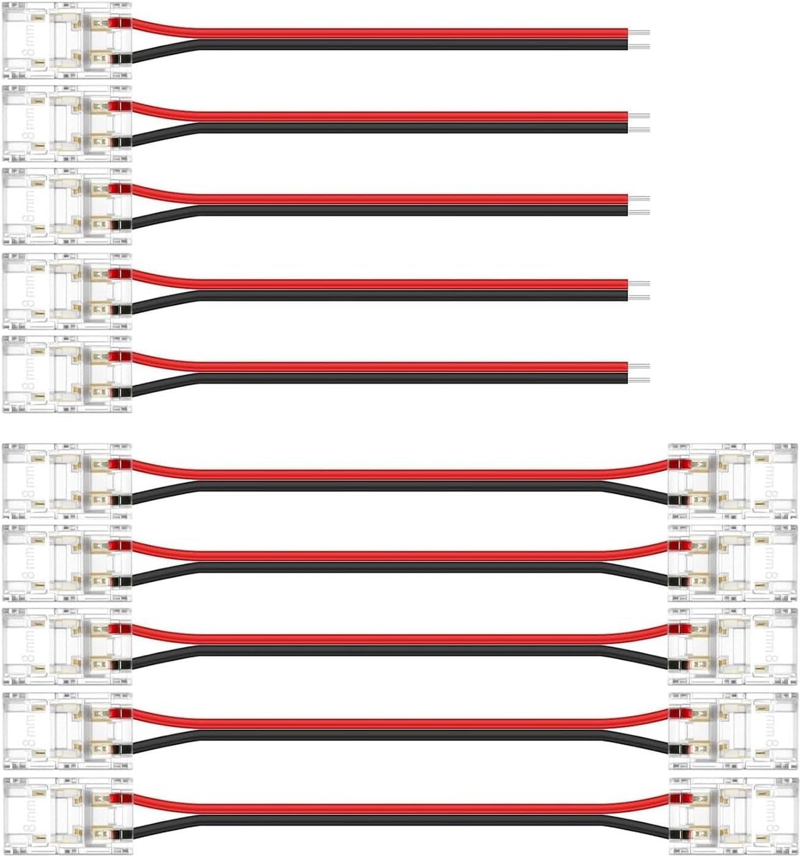 LED Strip Connector 2 Pin 8mm - Solderless Adapter - 15cm verlengkabel - Eenvoudige installatie voor COB verlichting - ShopVlot