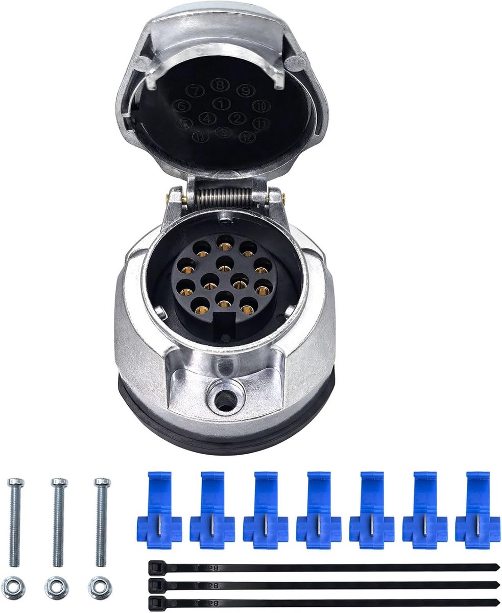 13-polige trailerbus set - aluminium - waterdicht - uitstekende elektrische geleiding - ShopVlot