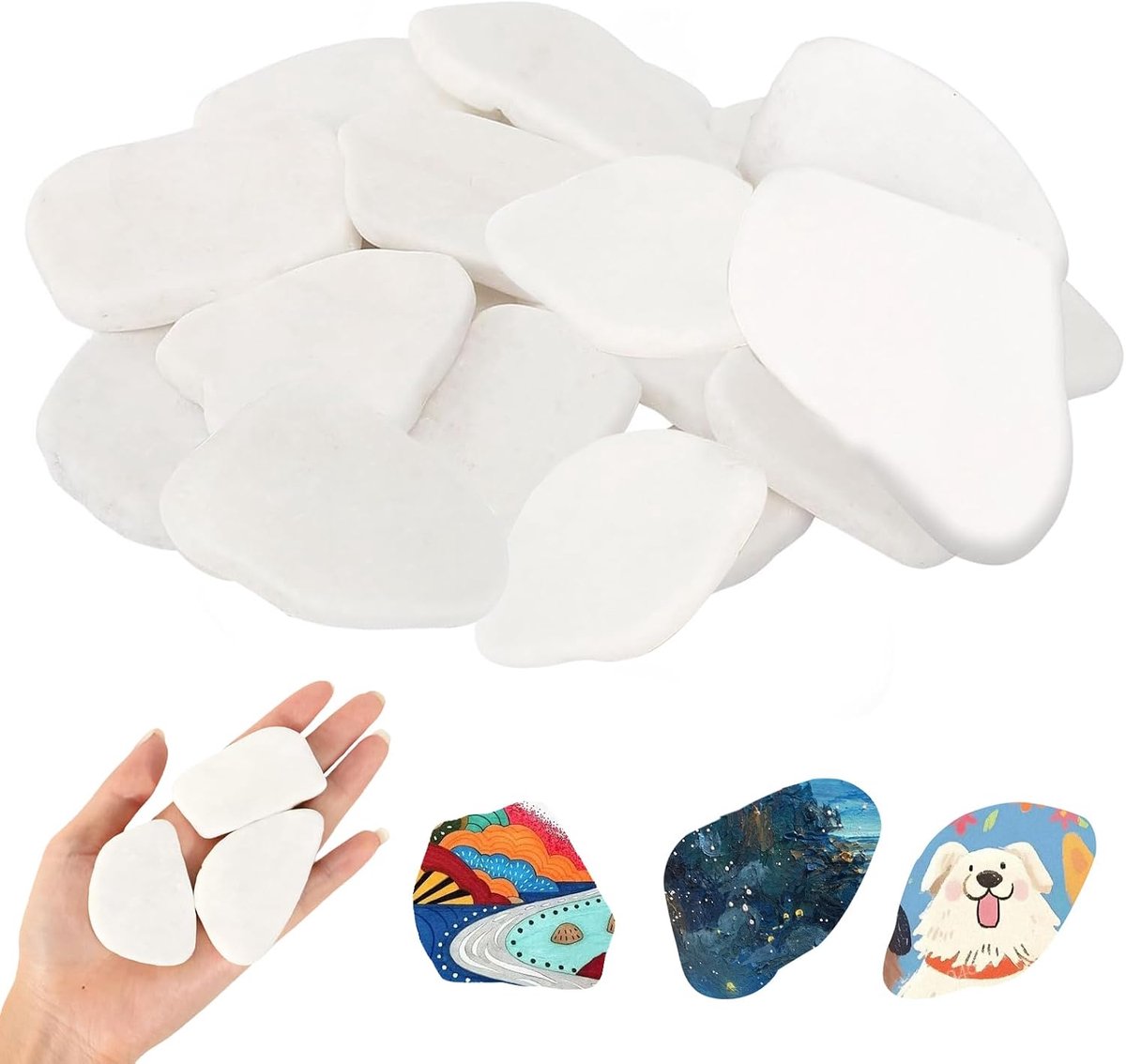 Natuurlijke stenen voor schilderen - set van 18 - handgeplukte kiezels - ideaal voor creatieve projecten - ShopVlot